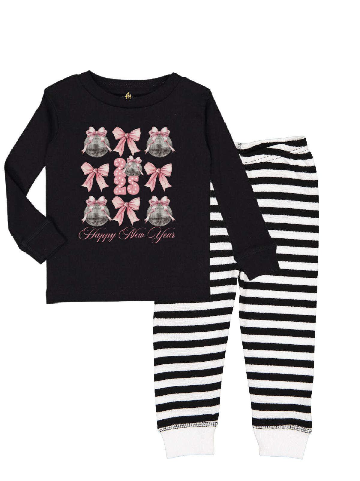 Happy New Year Coquette Bows Kids New Year's Eve 2025 Pajamas