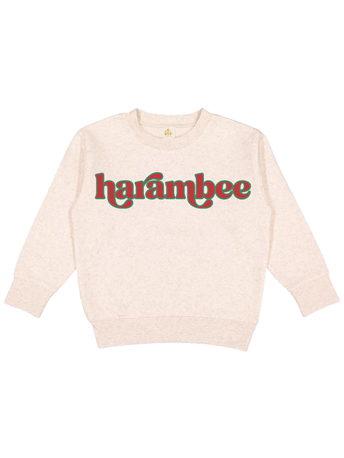 Natural long sleeve kids sweatshirt with harambee retro design