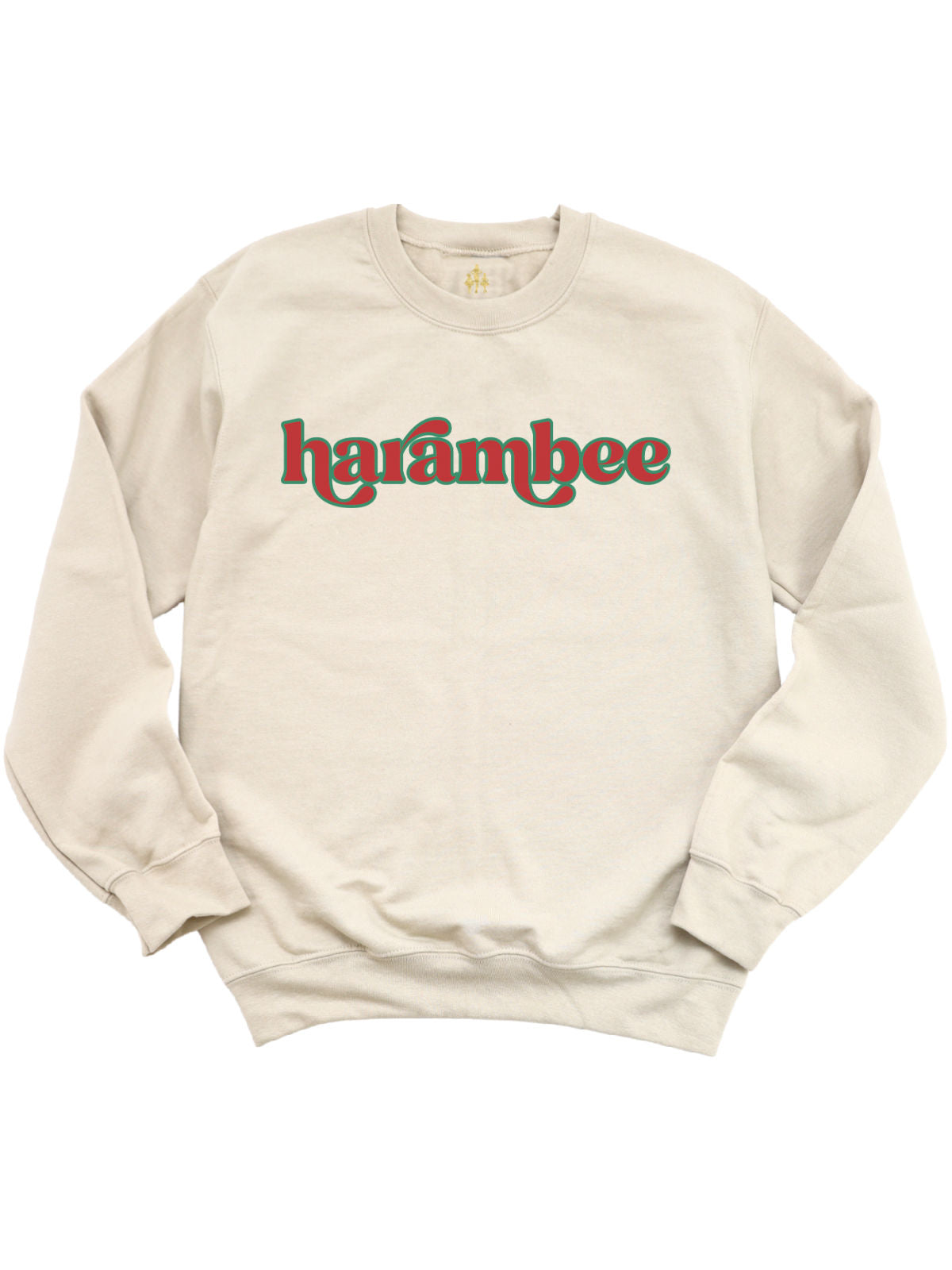 long sleeve natural adult sweatshirt that reads Harambee in retro font, Kwanzaa