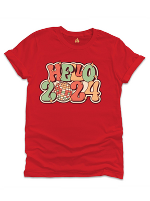 Hello 2024 Adult Shirt in Red