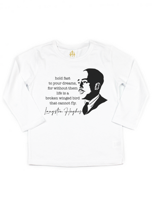 Langston Hughes Kids Long Sleeve Black History Shirt