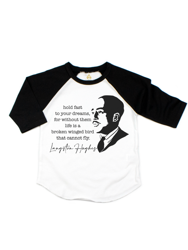 Langston Hughes Kids Black History Raglan Shirt