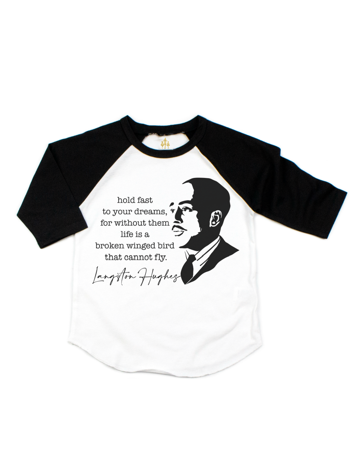 Langston Hughes Kids Black History Raglan Shirt