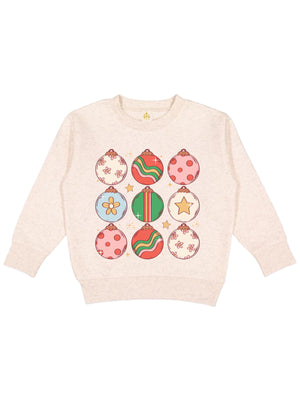 Natural long sleeve kids Christmas sweatshirt with holiday ornaments