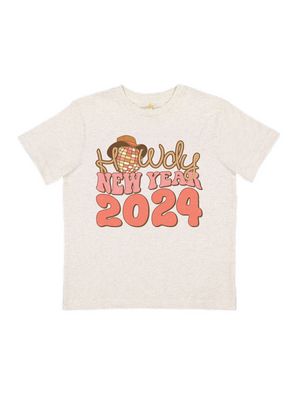 Howdy New Year 2024 Kids New Year's Eve Short Sleeve Shirt
