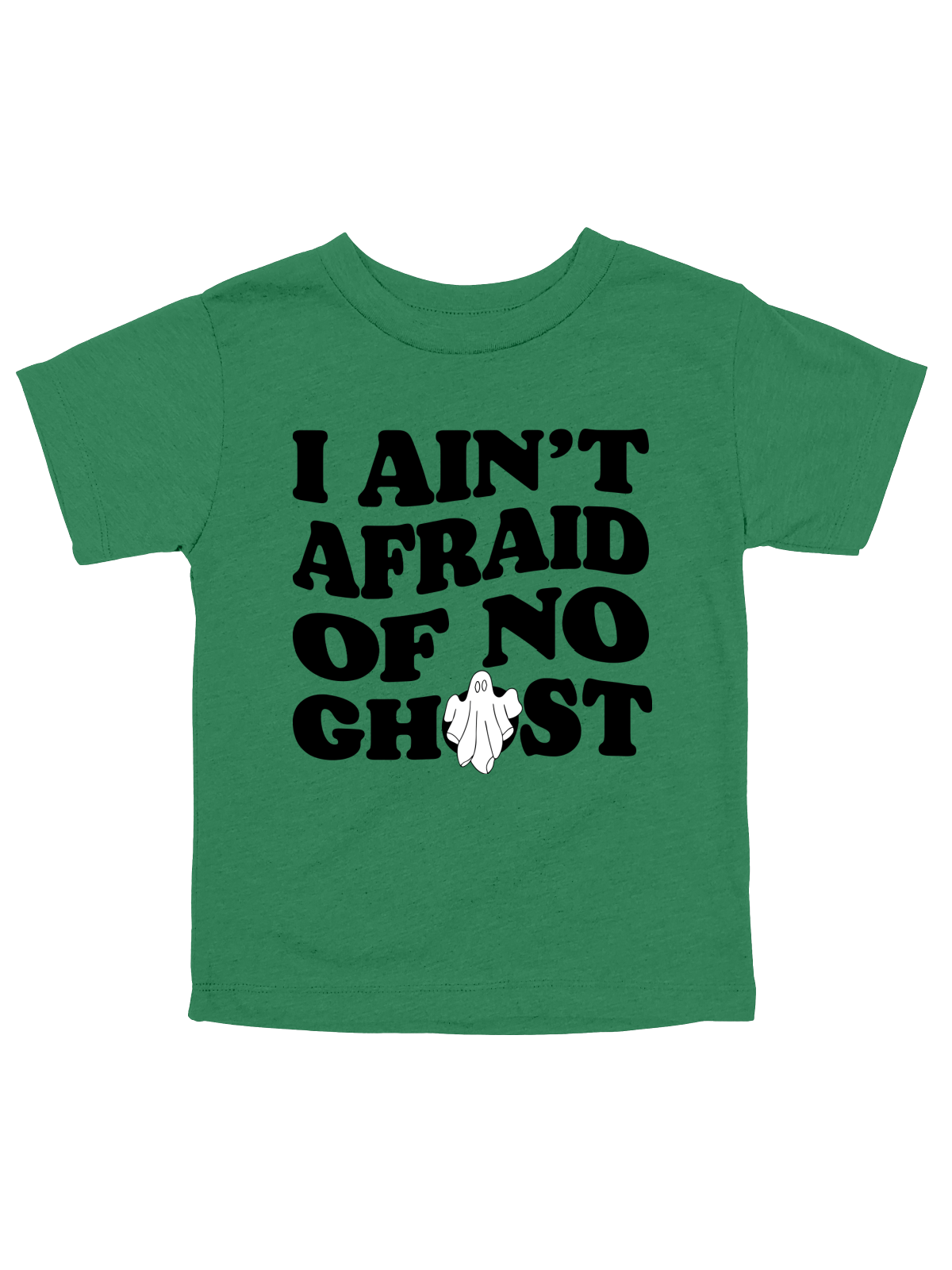 I Ain't Afraid of No Ghost Kids Halloween Shirts in Green, Natural Tan, and Orange