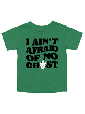 I Ain't Afraid of No Ghost Kids Halloween Shirt in Green