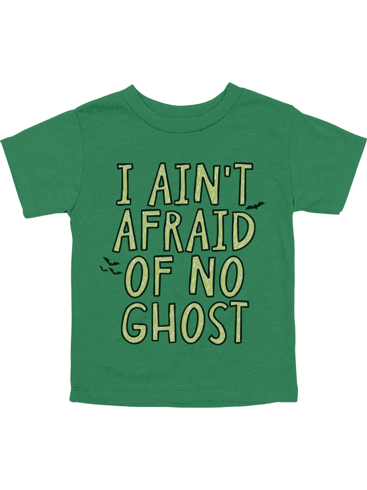 I Ain’t Afraid of No Ghost Kids Halloween Shirt in Heather Kelly Green