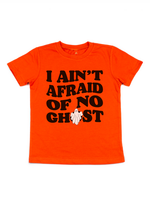 I Ain't Afraid of No Ghost Kids Halloween Shirt in Orange