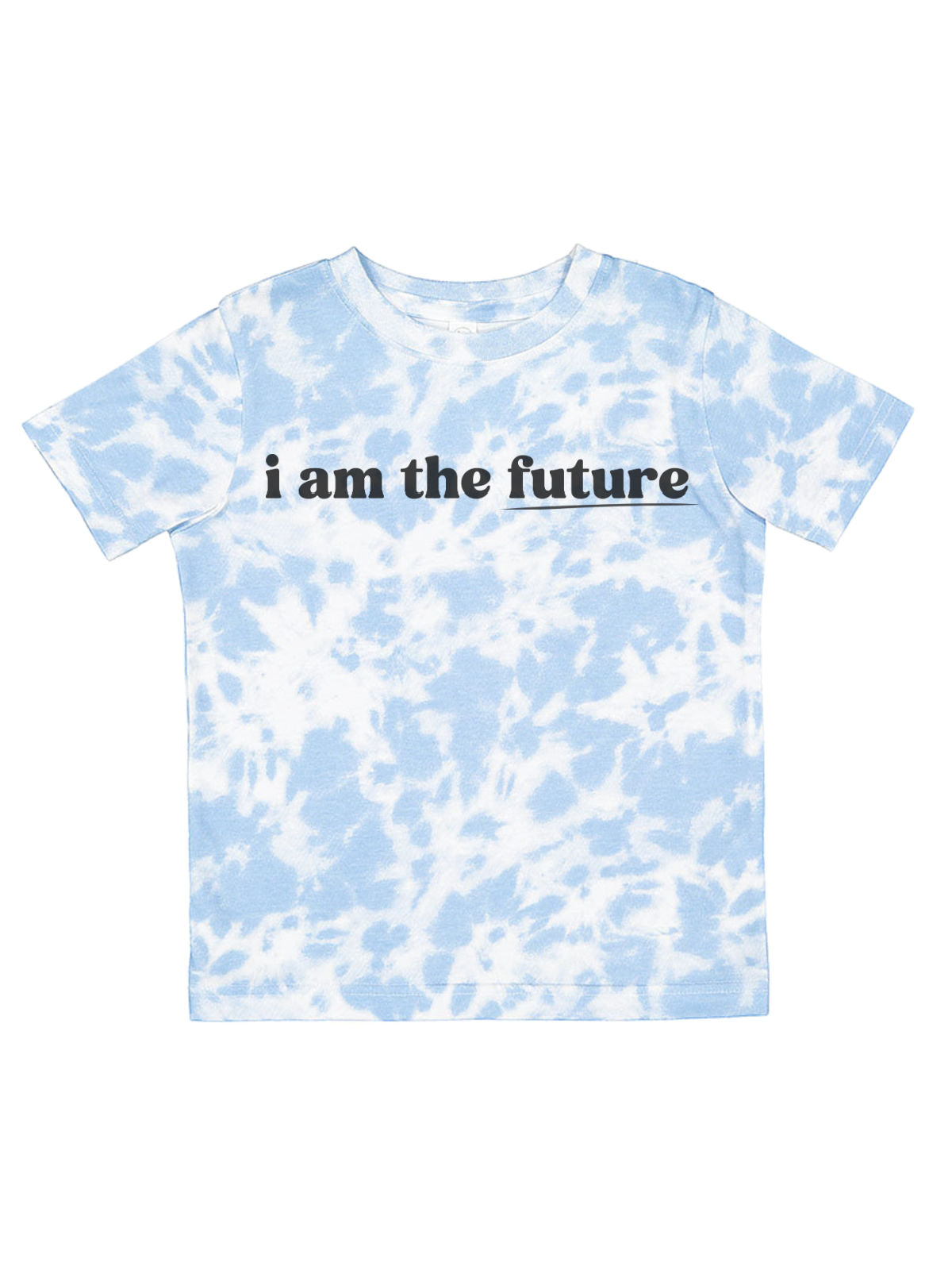 Light mint tie-dye "I Am the Future" kids’ t-shirt, a bright and inspiring piece.