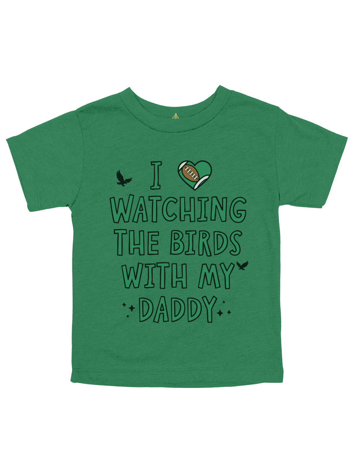 Light mint kids t-shirt reading “Watching the Birds With My Daddy” with Philly football theme