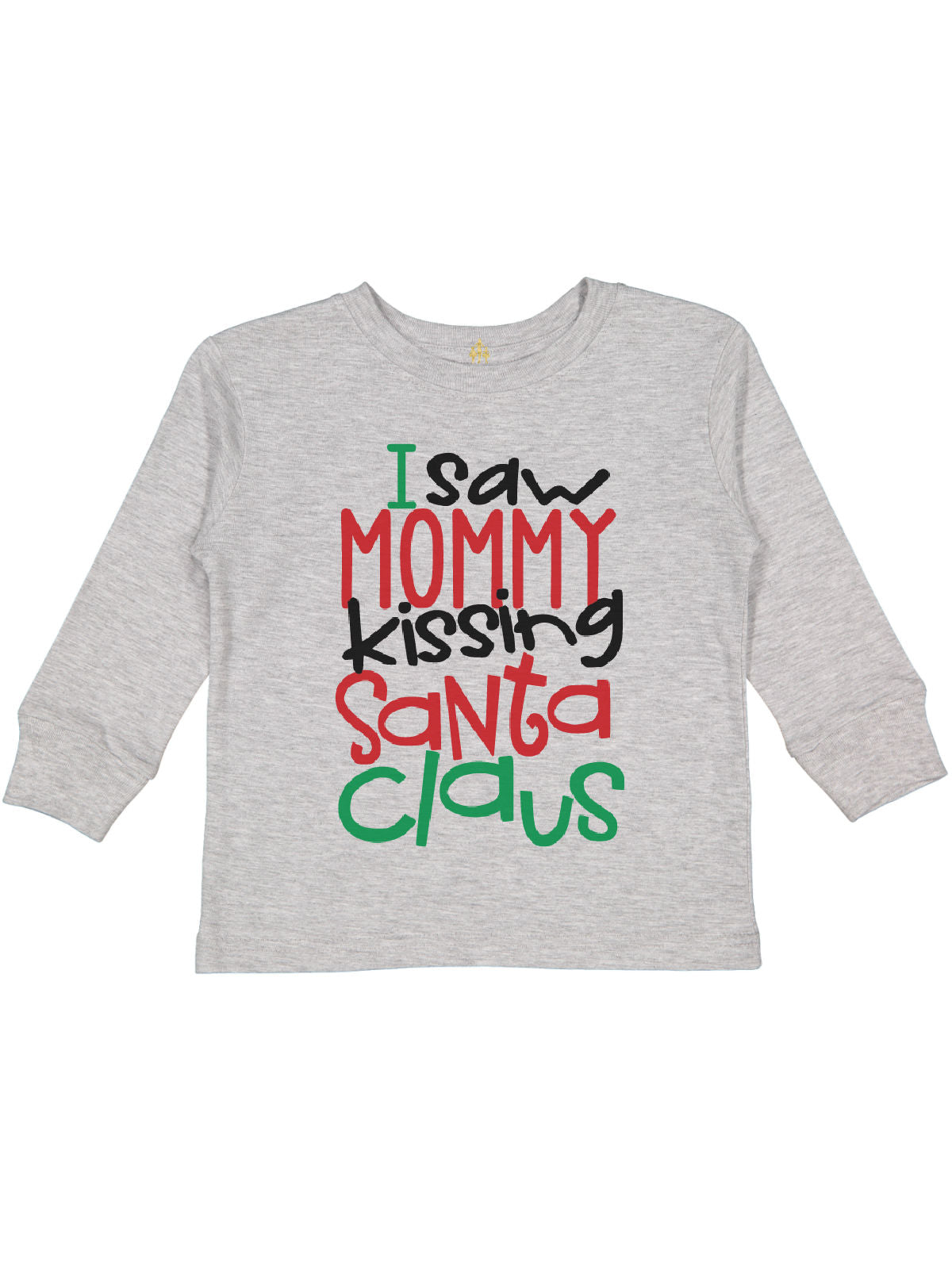 I saw mommy kissing Santa Claus kids short sleeve heather gray shirt