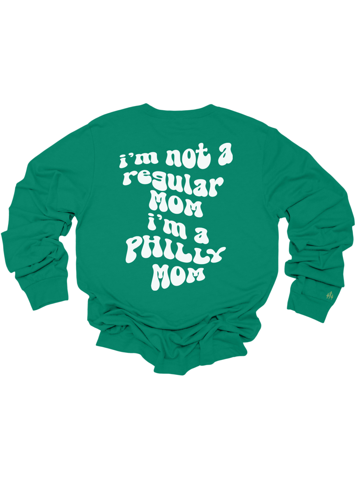 I'm Not a Regular Mom I'm a Philly Mom Retro Tee in Kelly Green
