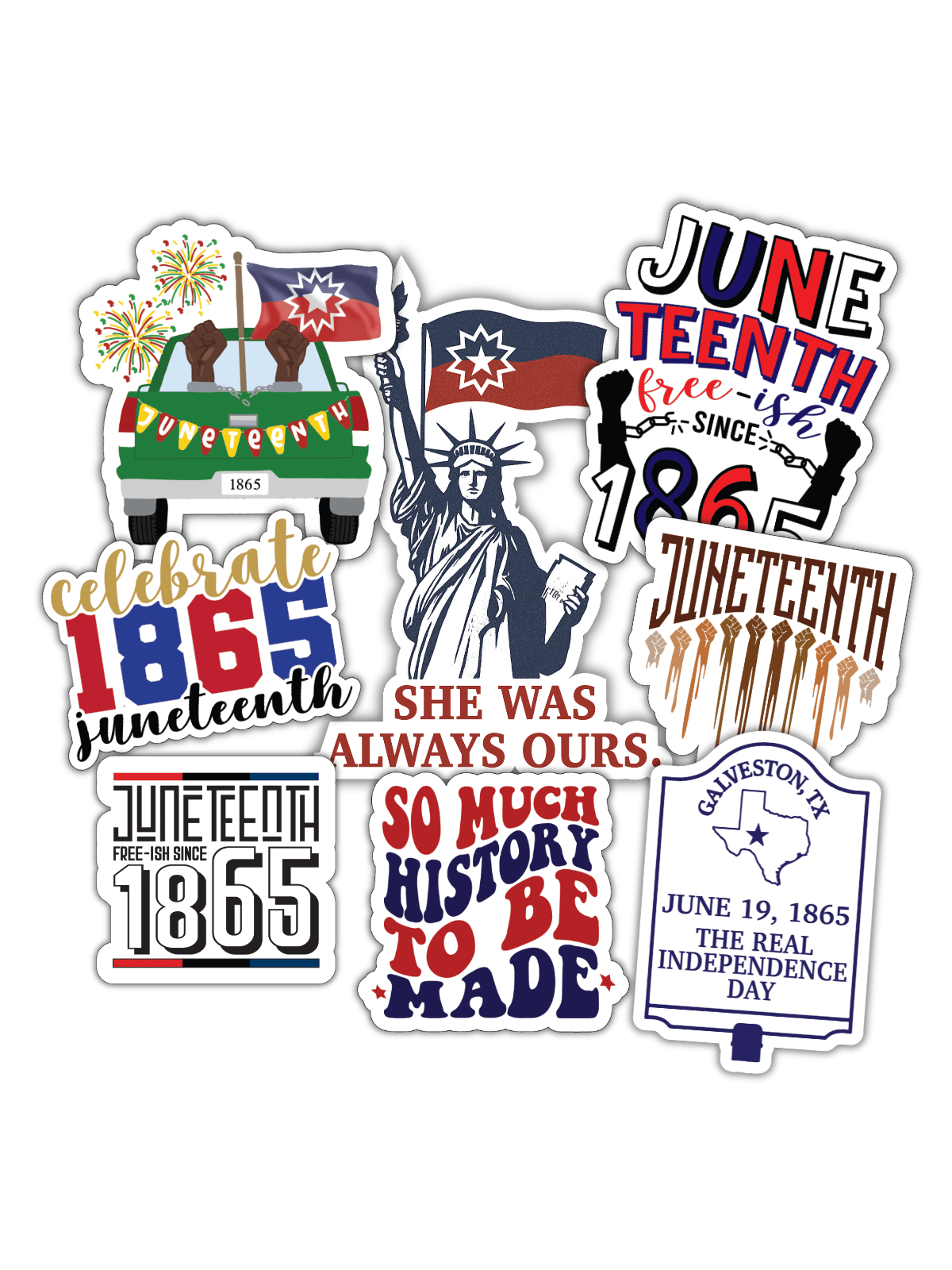 Juneteenth die cut vinyl stickers
