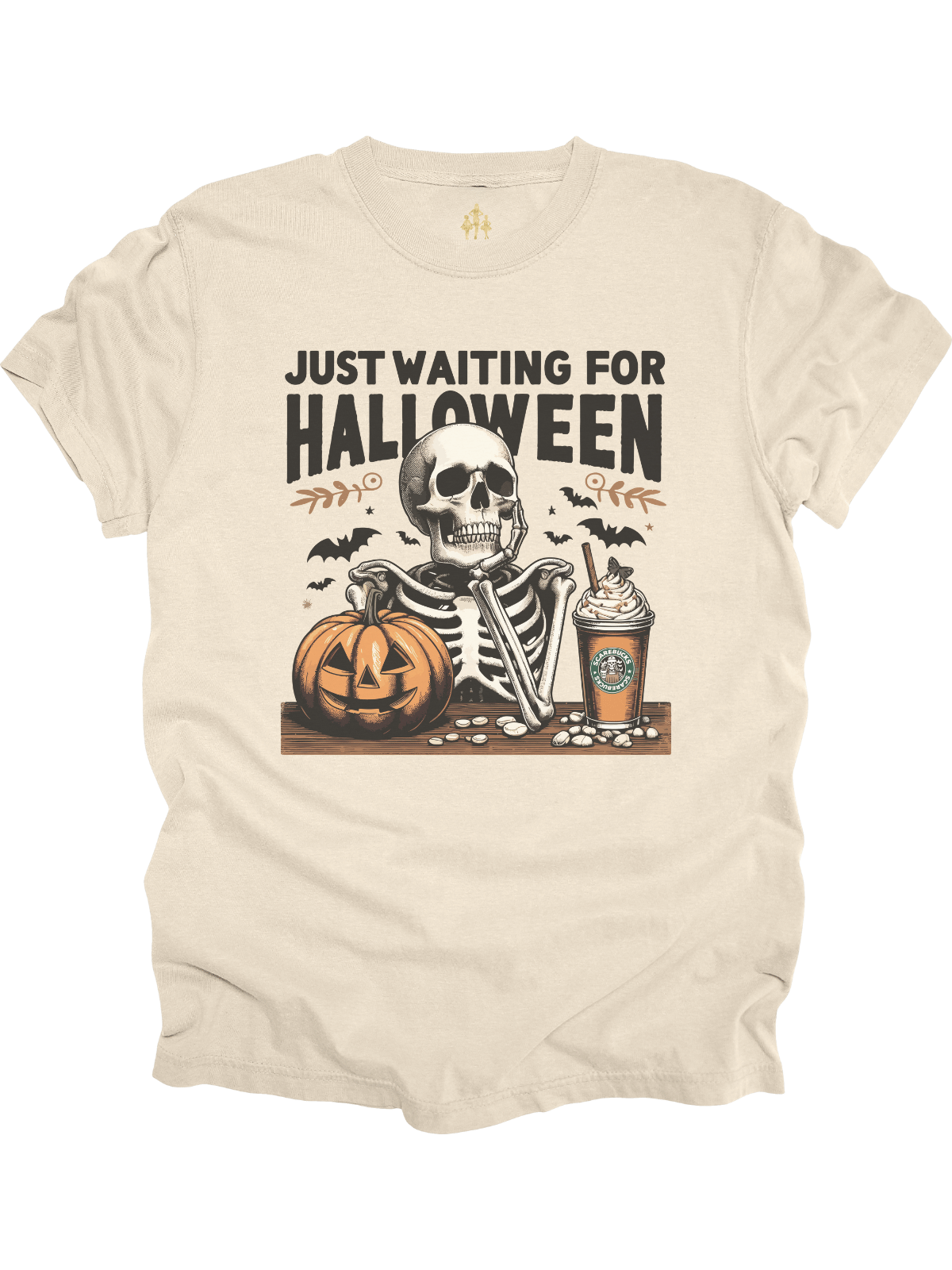 Adult Just Waiting for Halloween Graphic T-Shirt in Natural