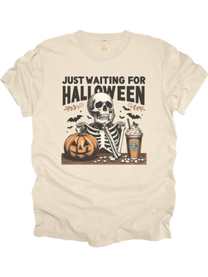 Adult Just Waiting for Halloween Graphic T-Shirt in Natural