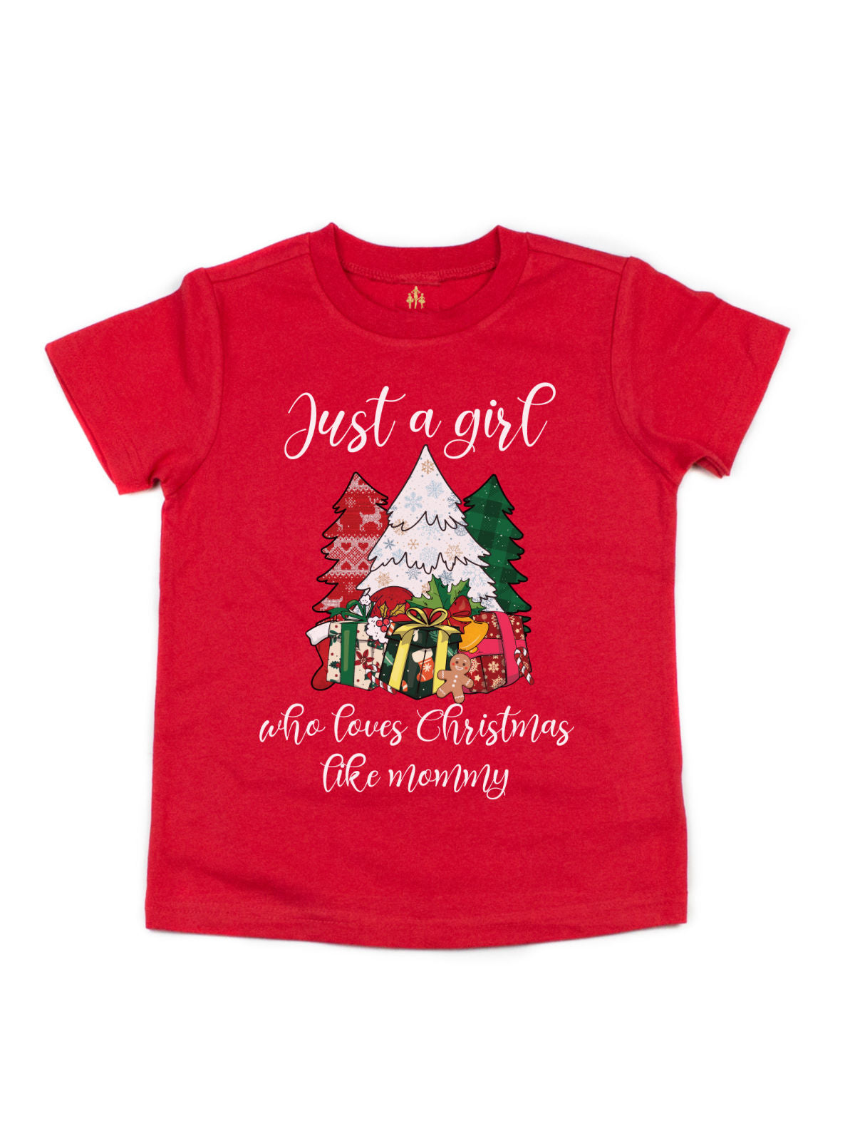 Just a girl who loves Christmas like mommy kids shirt in red