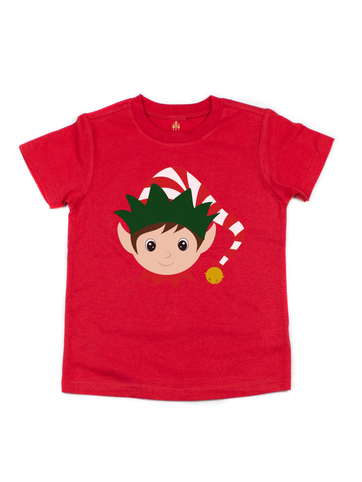 short sleeve red kids t-shirt with elf face