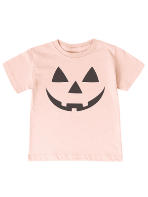 Kids Blush Pink Jack-o’-Lantern Halloween Tee