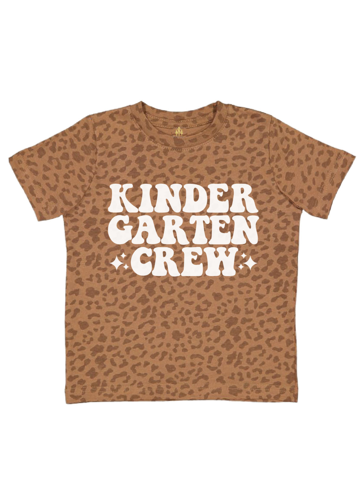 Kindergarten Crew first day of school shirt for kids in leopard print, retro kindergarten tee for boys and girls