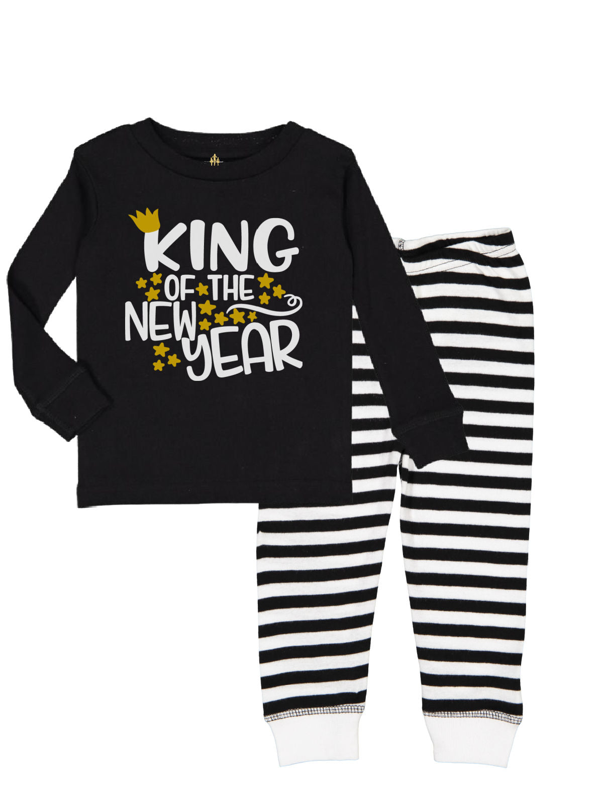 King of the New Year boys New Year's Eve black and white pajamas