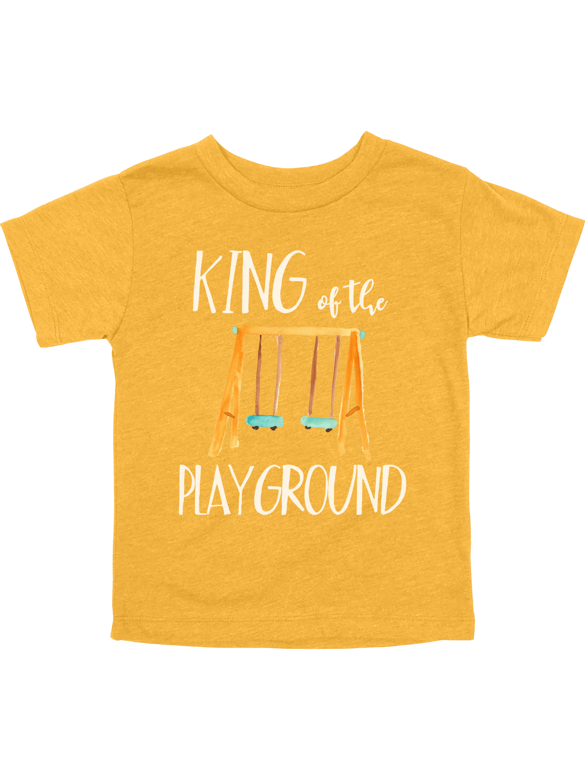 King of the Playground yellow gold boys back to school shirt with swing set design by Mackenzie Madison of Philadelphia