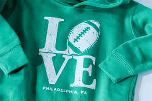 Kelly Green Kids Hoodie LOVE Football hoodie