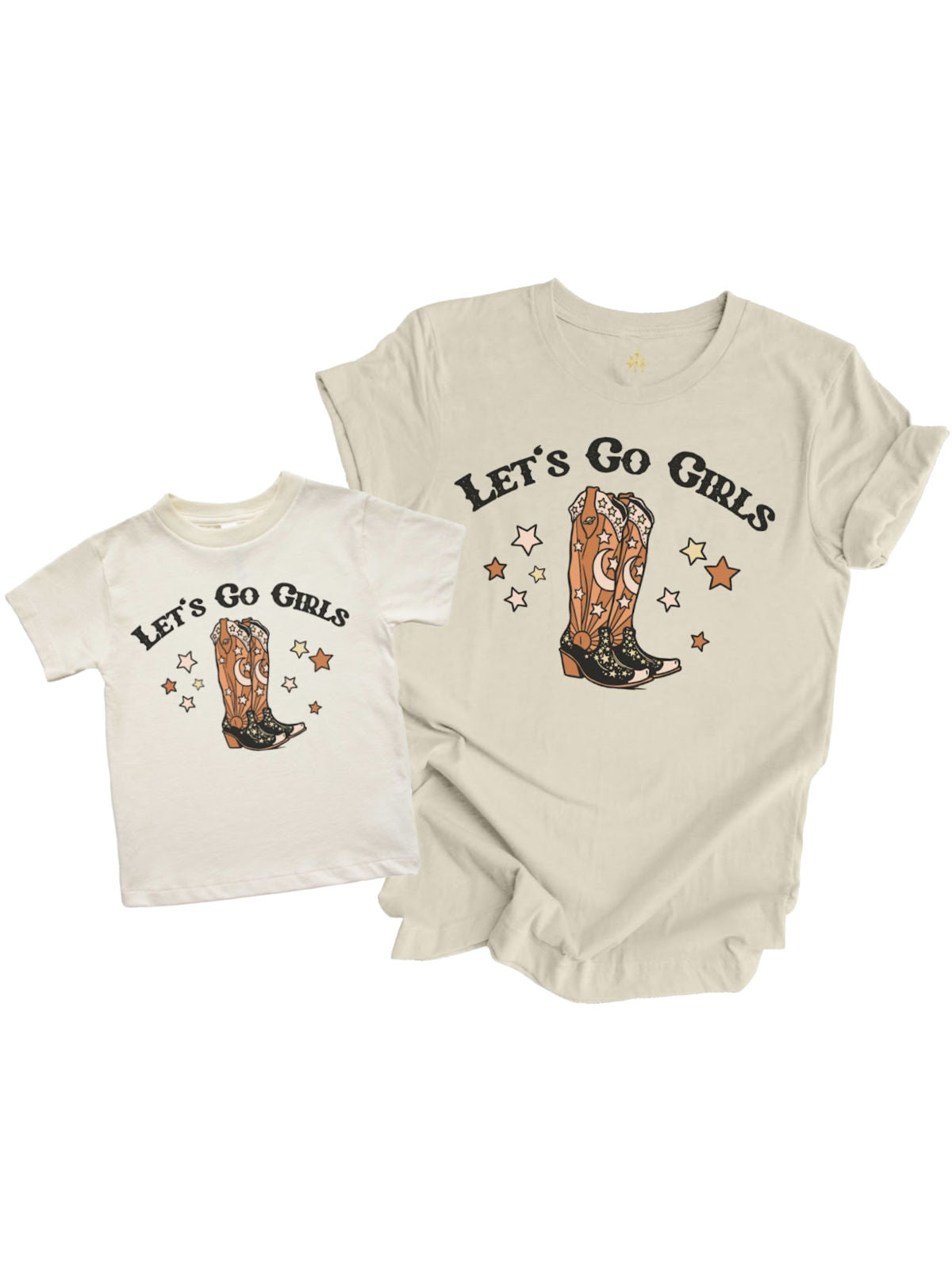 Lets Go Girls Matching Mommy and Me Shirts in Natural