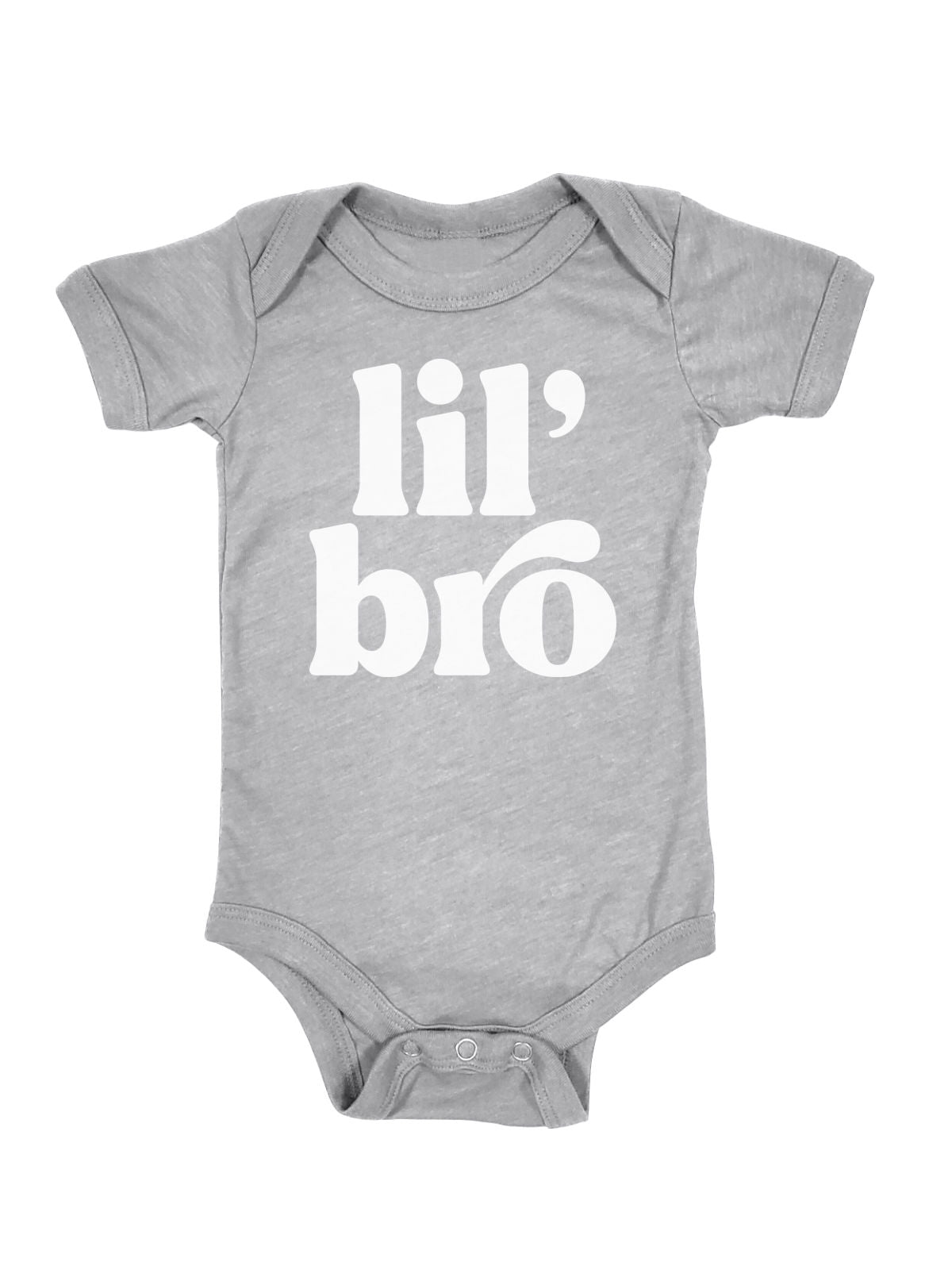 Lil Bro Baby Boy Bodysuit in Heather Gray