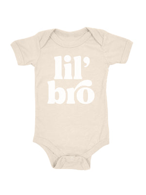 Lil Bro Baby Boy Bodysuit in Natural