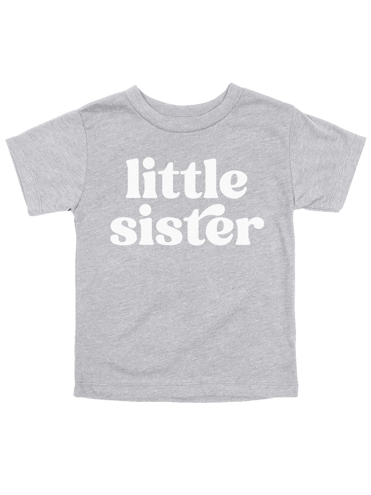 Little Sister Baby Girl Bodysuit in Heather Gray