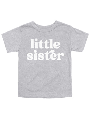 Little Sister Girls Shirt in Heather Gray