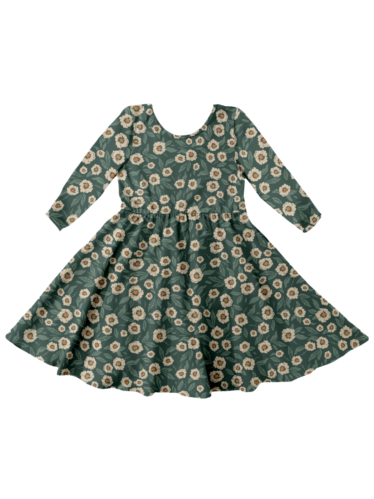 Long Sleeve Girls Fall Dress in Forest Secrets