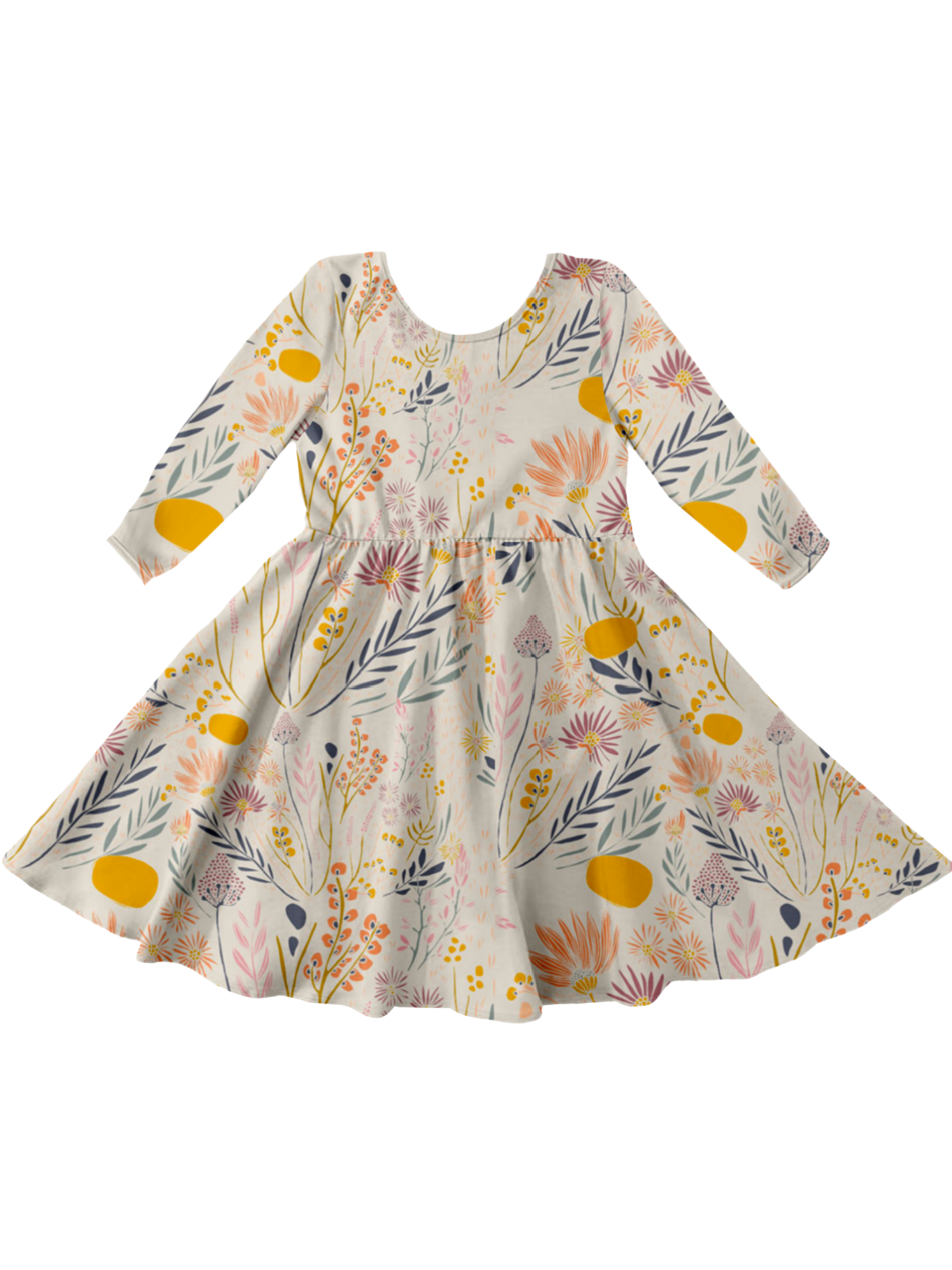 Long Sleeve Girls Fall Dress in a Wispy Fields Print