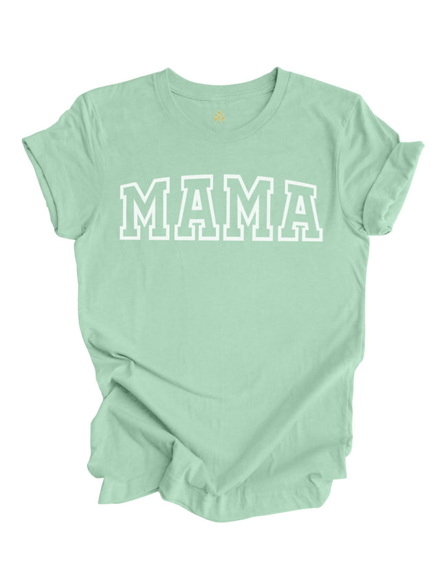 MAMA Varsity Short Sleeve Mint Green Shirt