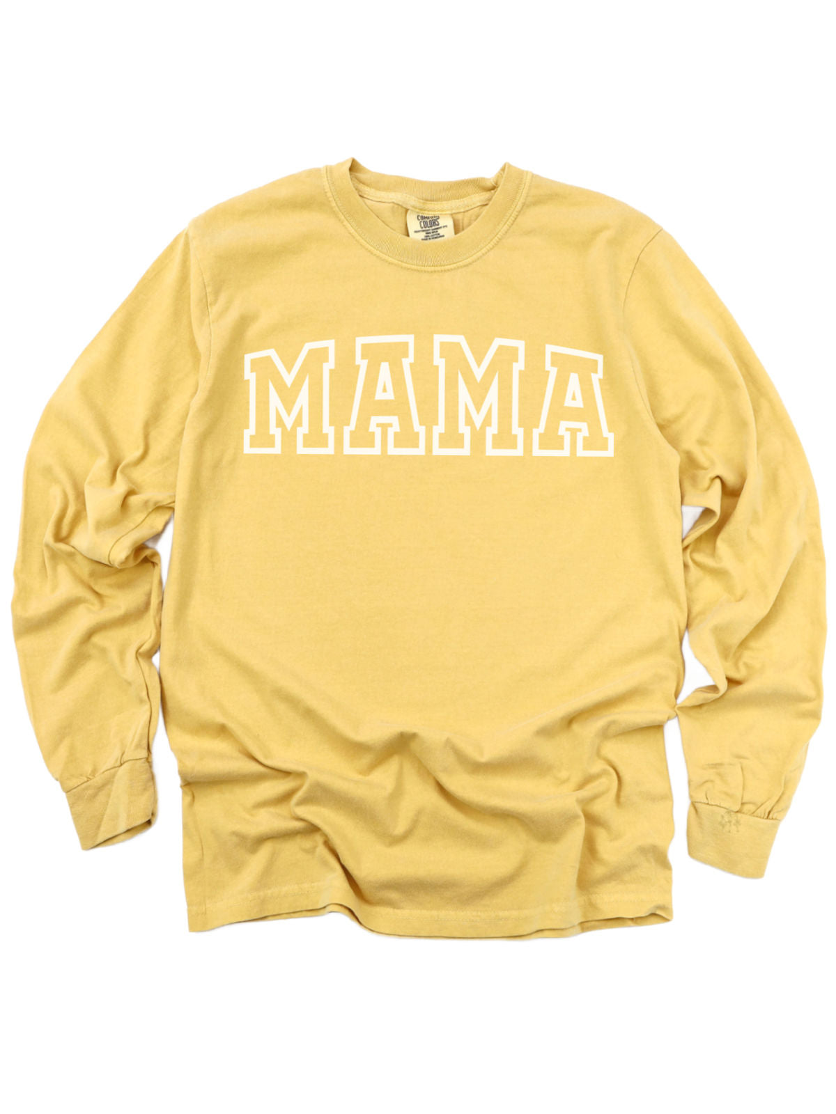 MAMA Varsity Long Sleeve Mustard Yellow Shirt