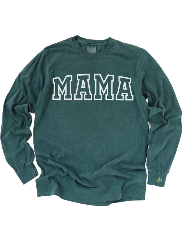 Mama Varsity Long Sleeve Shirt - Spruce Green