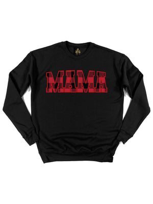 Mama + Mini Embroidered Buffalo Plaid Matching Christmas Sweatshirts - Mama Sweatshirt