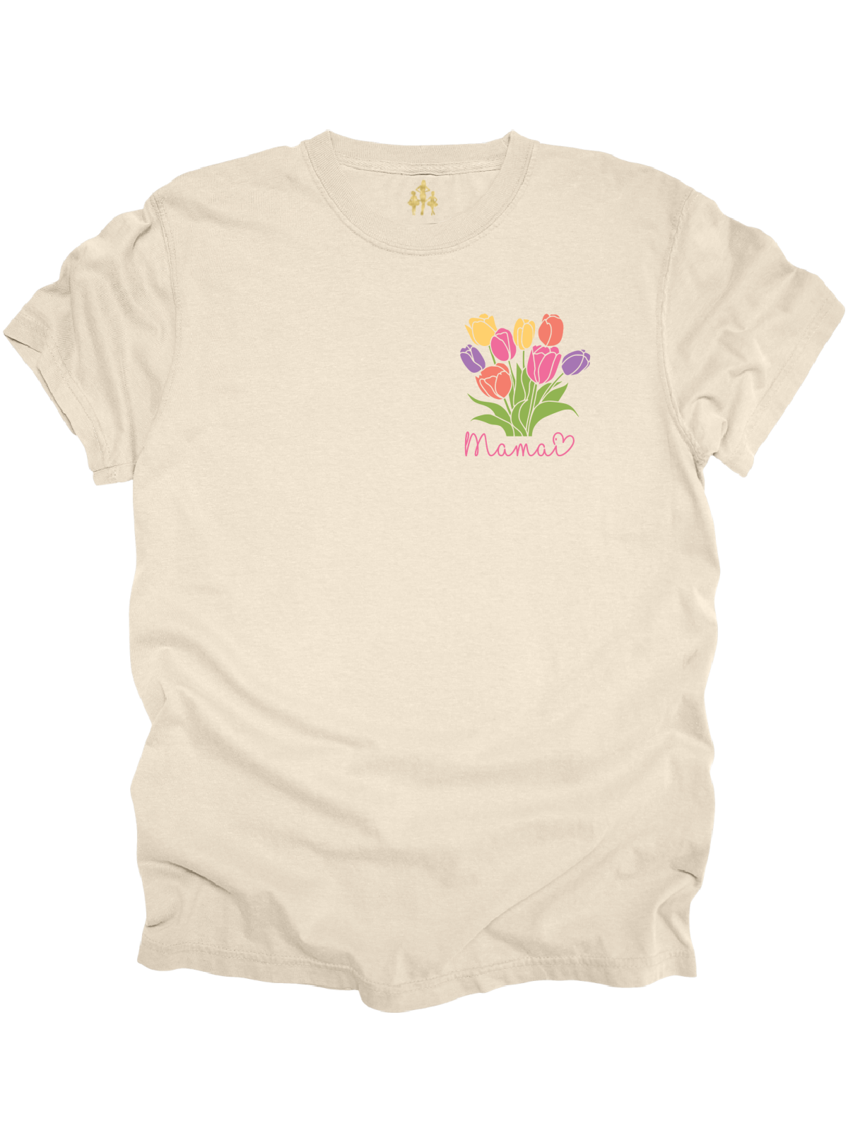 mama tulip picking crew shirt cream spring tee for moms soft cotton unisex fit