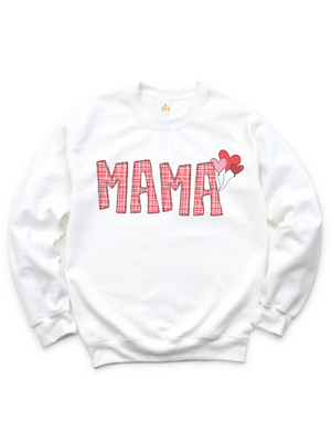 Mama Valentine's Day Sweatshirt for Women in White
