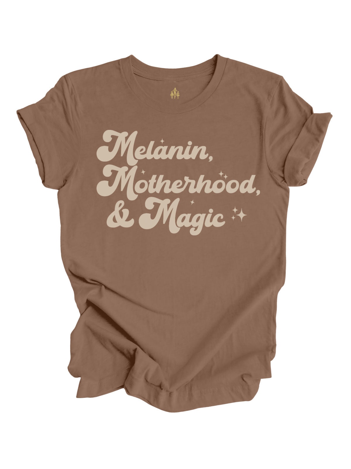 lack History Month shirt with "Melanin, Motherhood, & Magic" design