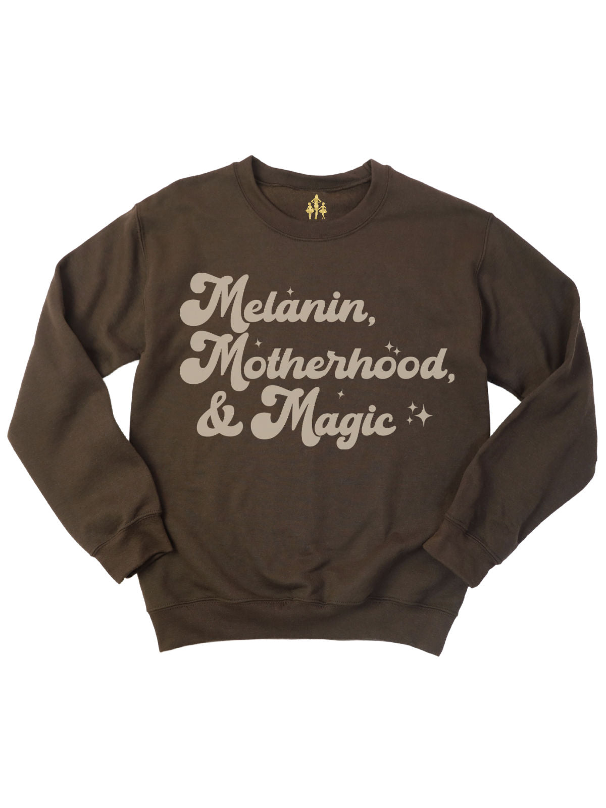 Brown sweatshirt celebrating Black History Month and motherhood