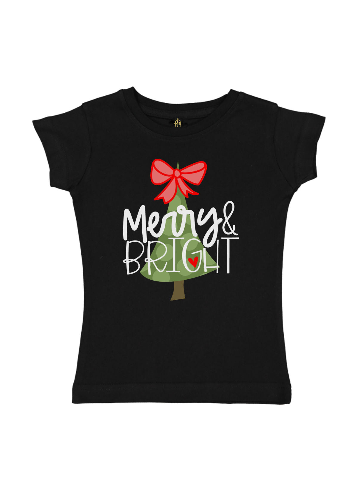 short sleeve black girls Merry and Bright Christmas shirt