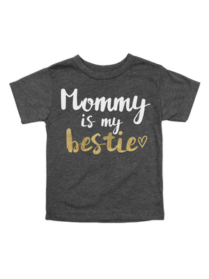 Mommy is My Bestie Girls Dark Heather Gray Shirt