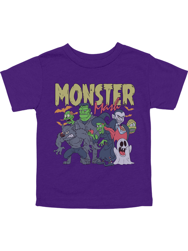 Monster Mash Kids Halloween Shirt in Purple – Youth Trick or Treat Outfit