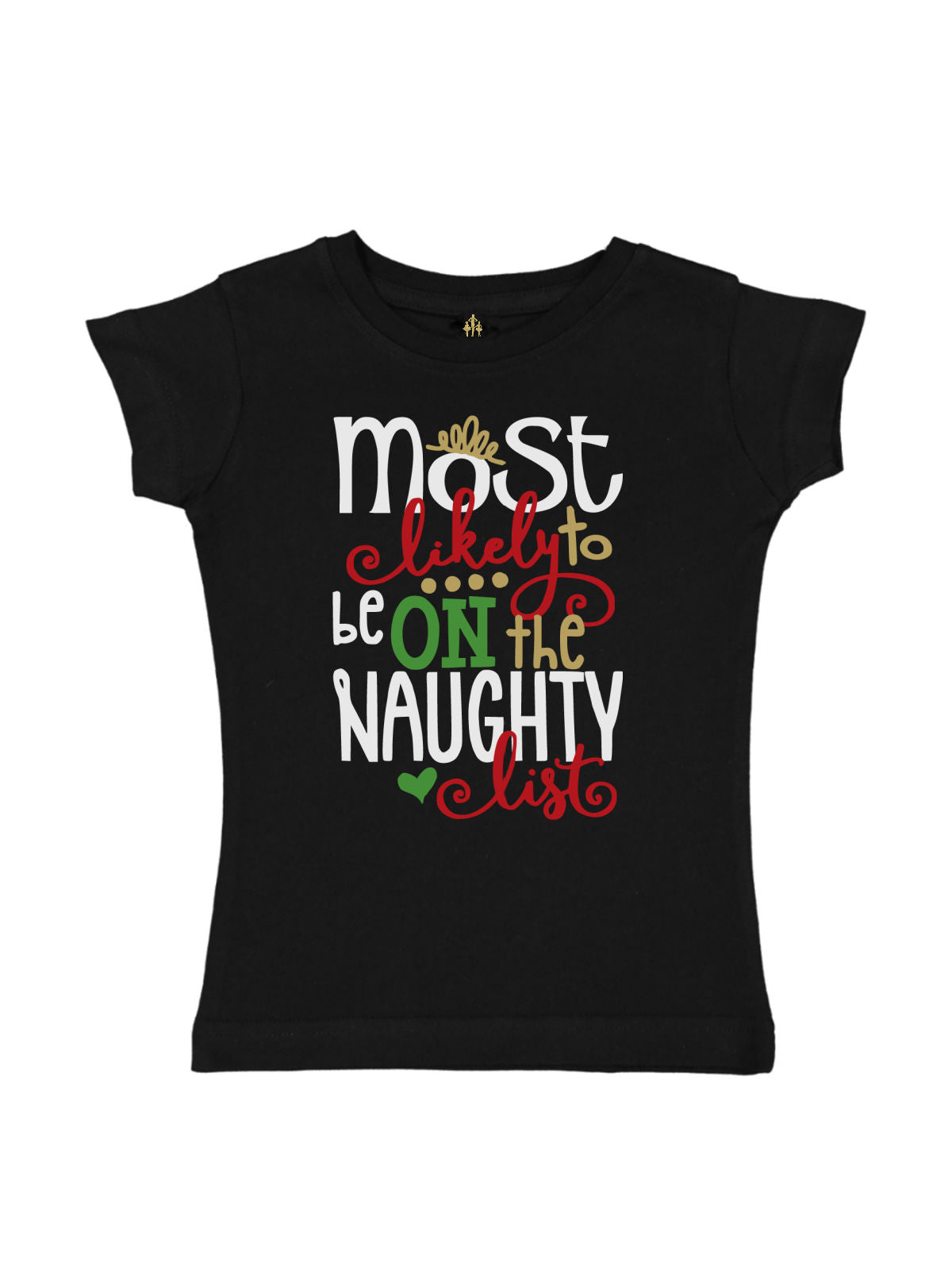 Short sleeve black girls Most Likely to be on the Naughty List Christmas shirt