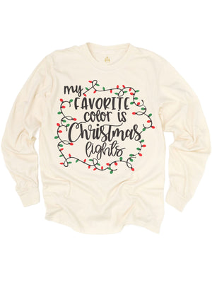 My Favorite Color is Christmas Lights Adult Christmas Shirt