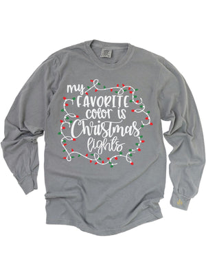 My Favorite Color is Christmas Lights Adult Christmas Shirt