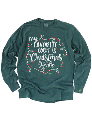 My Favorite Color is Christmas Lights Adult Christmas Shirt