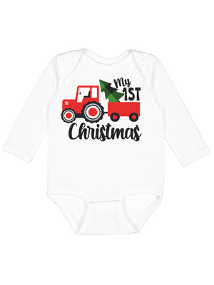 Long sleeve white infant first Christmas one piece 